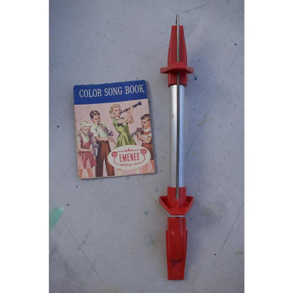 Vintage Emenee Musical Toy Color Song Book and Red Musical Rod